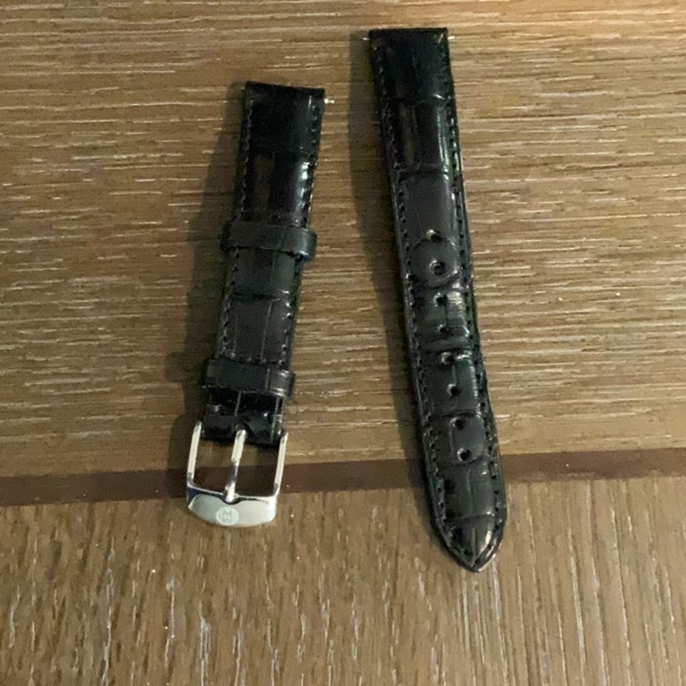 Michele Watch Band 16mm Black Alligator